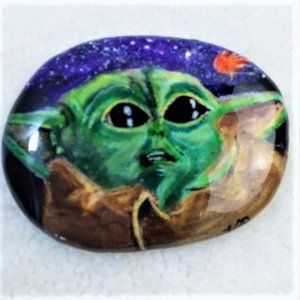 Baby Yoda Hand Painted Rock